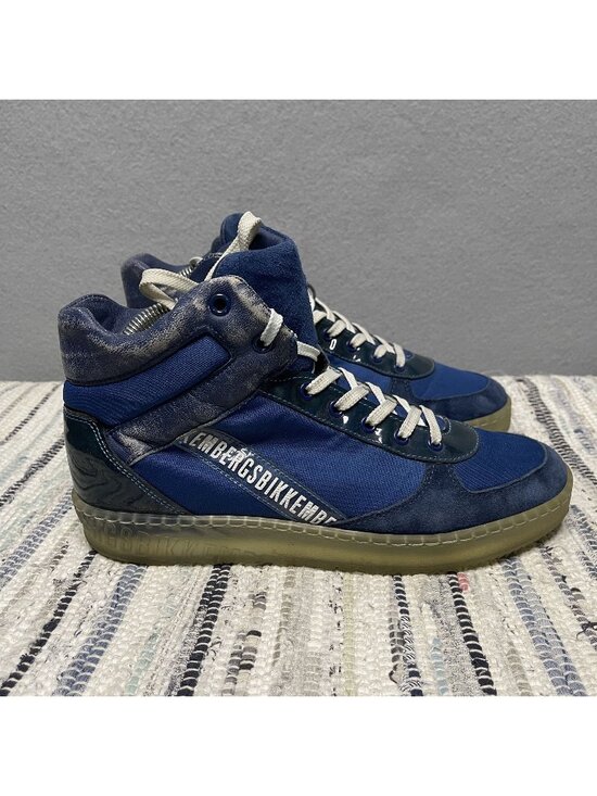 Bikkembergs Shoes - Bikkembergs Womens Blue Navy High-Top Sneakers Size 39 Lace-Up